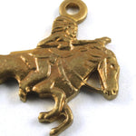 16mm Raw Brass Galloping Horse with Rider Charm (2 Pcs) #160-General Bead