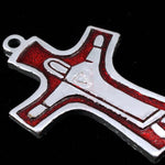 40mm Silver and Red Jesus Cross #1668-General Bead