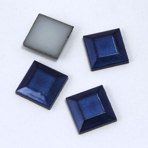 10mm Metallic Blue Square Cabochon (2 Pcs) #1707-General Bead