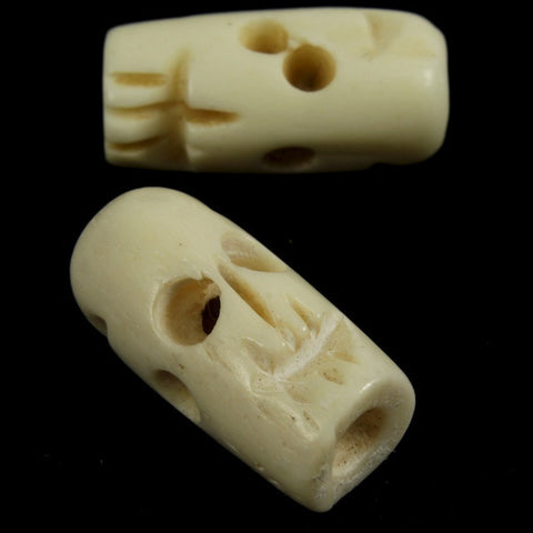 18mm Carved Bone Skull Bead-General Bead