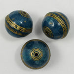 12mm Teal and Gold Bead-General Bead