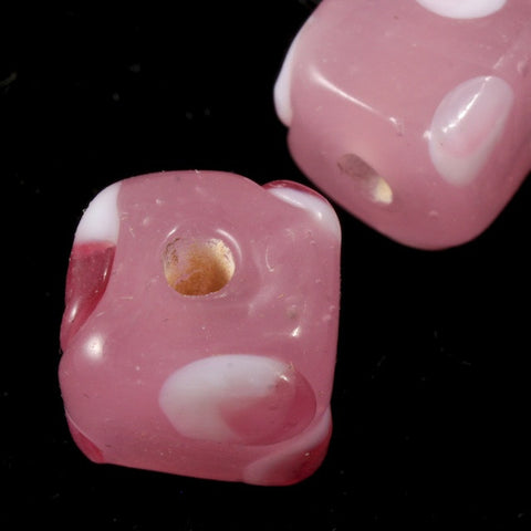8mm Pink Cube with Dots (4 Pcs) #1873-General Bead