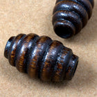 15mm x 25mm Grooved Brown Oval-General Bead