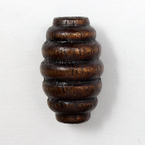 15mm x 25mm Grooved Brown Oval-General Bead
