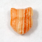 12mm Orange/White Stripe Cat Face #1967-General Bead