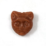 12mm Brown Cat Face w/ Vertical Hole #1969-General Bead