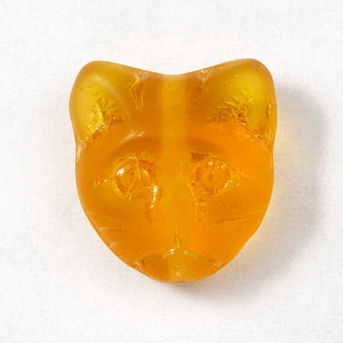 12mm Matte Topaz Cat Face #1970-General Bead
