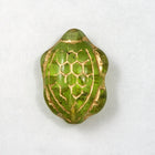 18mm Green/Gold Turtle (2 Pcs) #1983-General Bead
