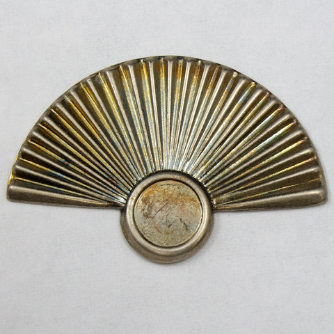 34mm Antique Silver Fan with Round Setting-General Bead