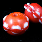 12mm Red/White Saucer (6 Pcs) #2026-General Bead