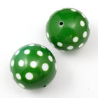 30mm Green and White Harlequin Dot Bead-General Bead