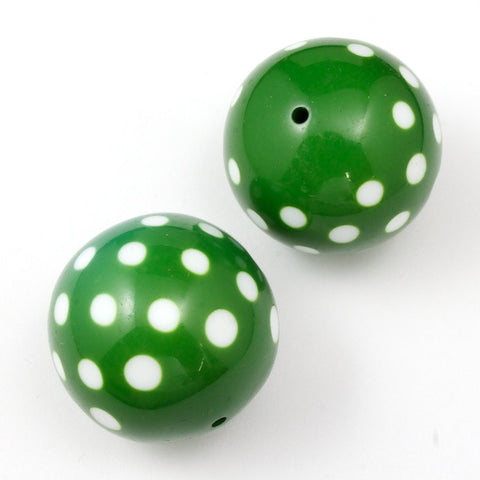 30mm Green and White Harlequin Dot Bead-General Bead
