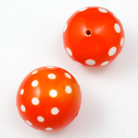 30mm Orange and White Harlequin Dot Bead-General Bead