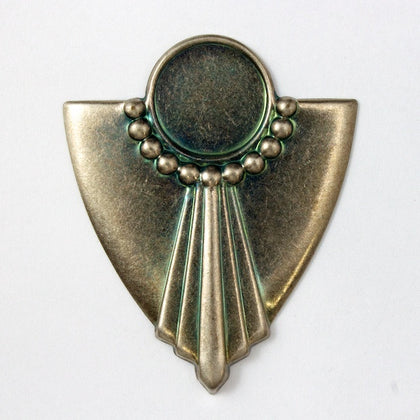 38mm Antique Silver Art Deco Dotted Shield (2 Pcs) #2067-General Bead