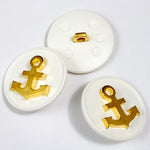 20mm White/Gold Anchor Button-General Bead
