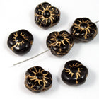 9mm Black and Gold Pansy #2105-General Bead