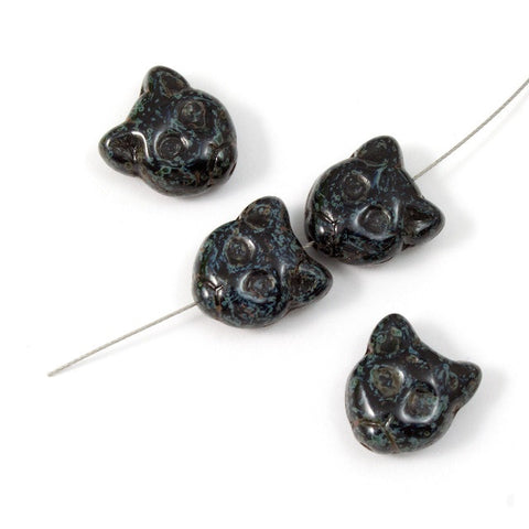 12mm Picasso/Jet Cat Face (4 Pcs) #2115-General Bead