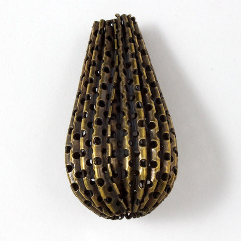 30mm Perforated Antique Brass Teardrop Bead-General Bead