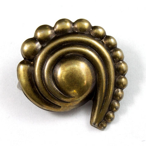 22mm Antique Brass Paisley Swirl Stud-General Bead