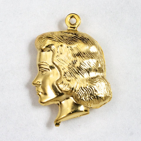 20mm Gold Double Sided Woman's Profile Charm #2158-General Bead
