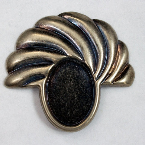 37mm Vintage Antique Silver Left Deco Swirl Semi-Circle (2 Pcs) #2163-General Bead