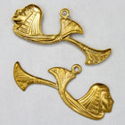 27mm Brass Right Facing Egyptian Lotus Profile (4 Pcs) #2166-General Bead