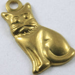 14mm Raw Brass Cat Charm (4 Pcs) #219-General Bead