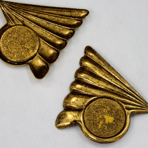 38mm Antique Brass Right Facing Art Deco Triangle (2 Pcs) #2227-General Bead