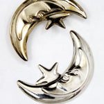 40mm Silver Crescent Moon and Star (2 Pcs) #2233-General Bead