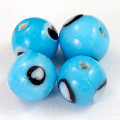 10mm Vintage Light Blue with Black and White Eye Bead #2281-General Bead