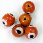 10mm Vintage Glass Brown with Black and White Eye (4 Pcs) #2282 Bead-General Bead