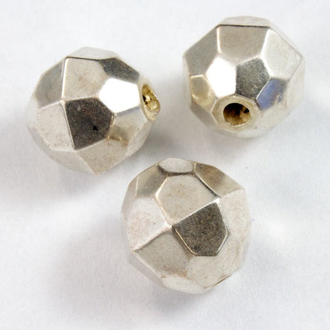 10mm Faceted Silver Tone Bead-General Bead