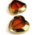28mm Dark Topaz/Gold Heart #2356-General Bead