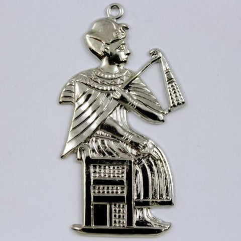 25mm x 50mm Silver Seated Pharaoh Charm #CHA014-General Bead