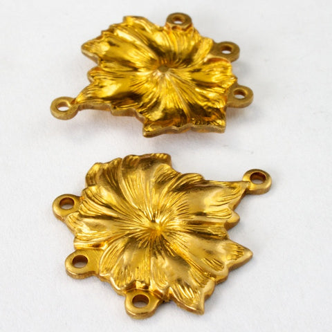18mm Brass Flower 3 to 1 Connector (2 Pcs) #2406-General Bead