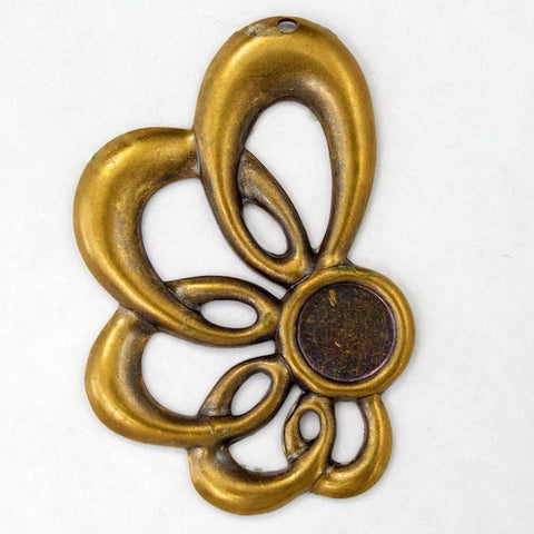 35mm Antique Brass Asymmetric Looped Cabochon Setting (2 Pcs) #2433-General Bead