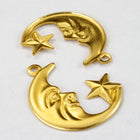20mm Raw Brass Crescent Moon and Star Pair (4 Pcs) #2177-General Bead