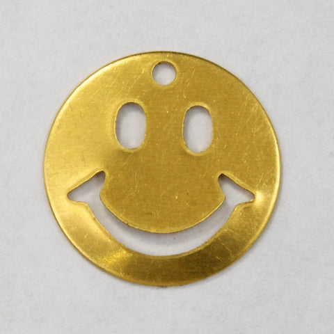 16mm Brass Smiley Face (6 Pcs) #2456-General Bead