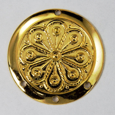 26mm Gold Embossed Circle (4 Pcs) #2464-General Bead