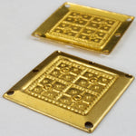 25mm Brass Embossed Square (4 Pcs) #2466-General Bead