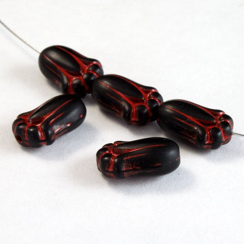 12mm Black and Red Tulip Bead (8 Pcs) #2532-General Bead