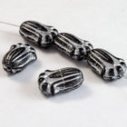 12mm Black and Silver Tulip Bead (8 Pcs) #2533-General Bead