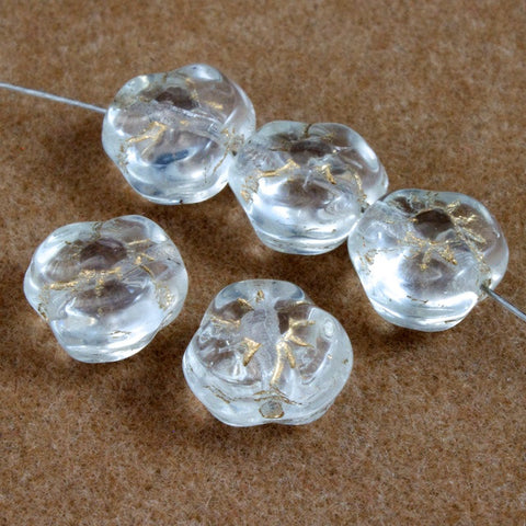 8mm Crystal and Gold Pansy Bead (8 Pcs) #2554-General Bead