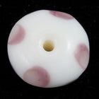 15mm White Rondelle with Lavender Dots #2562-General Bead