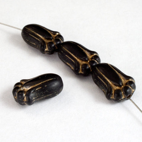 12mm Black and Gold Tulip Bead #2568-General Bead