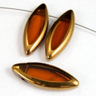 20mm Topaz/Gold Navette (10 Pcs) #2574-General Bead