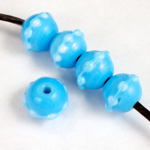 12mm Turquoise and White Diameter Dot Bead (10 Pcs) #2576-General Bead
