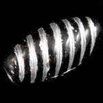 15mm Black/Silver Stripe Oval (6 Pcs) #2584-General Bead