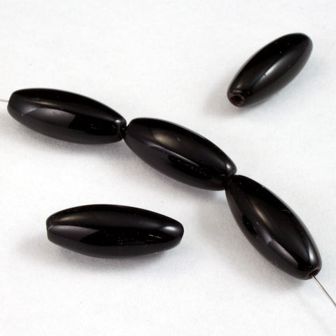 15mm Black Long Oval Bead (10 Pcs) #2588-General Bead