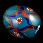 12mm x 15mm Teal Lampwork Bead with Flowers #2596-General Bead